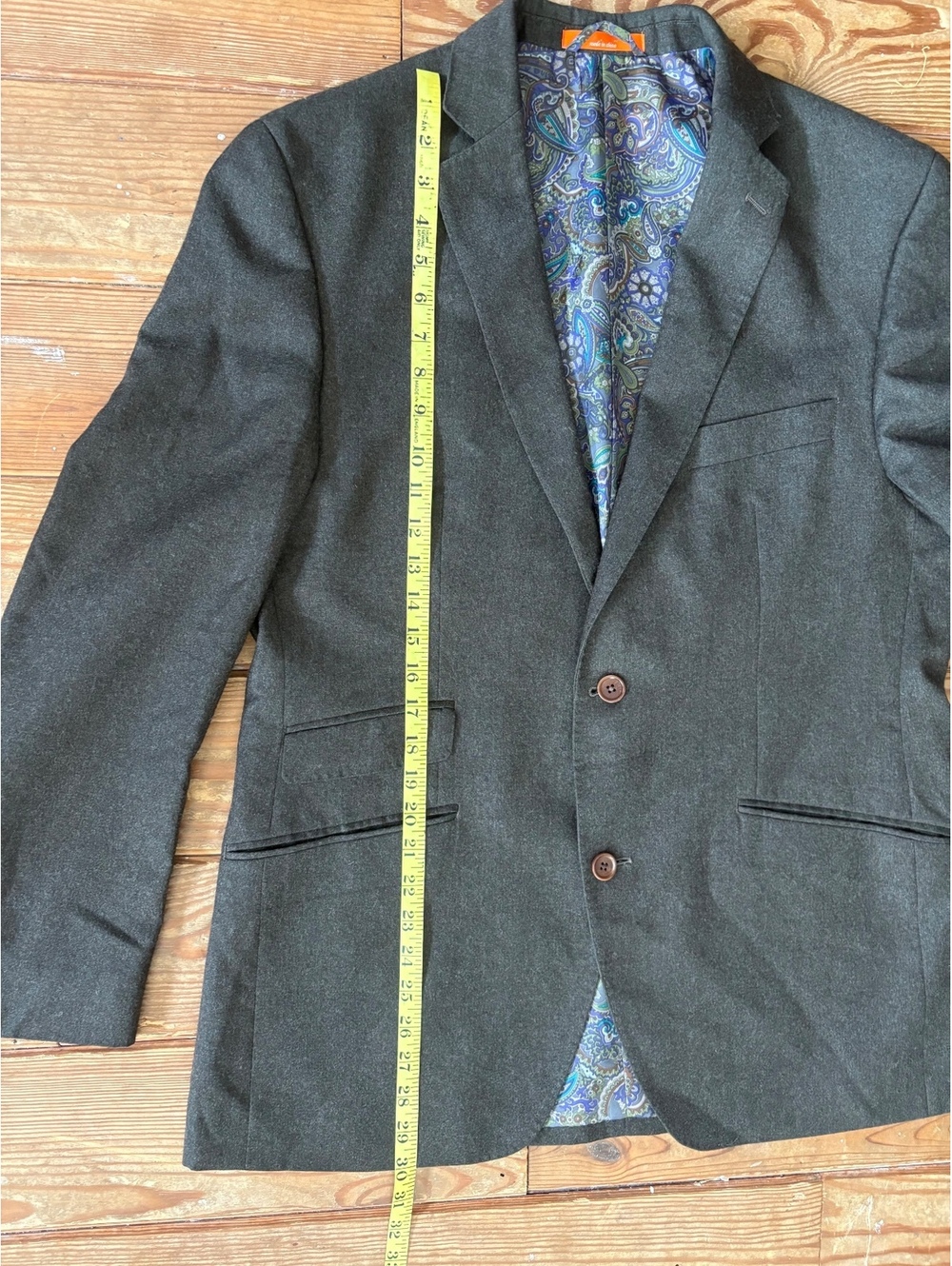 Tallia Men’s Charcoal 3-Piece Suit Blazer Vest Pants Paisley Lining Est. 40R - Picture 6 of 15